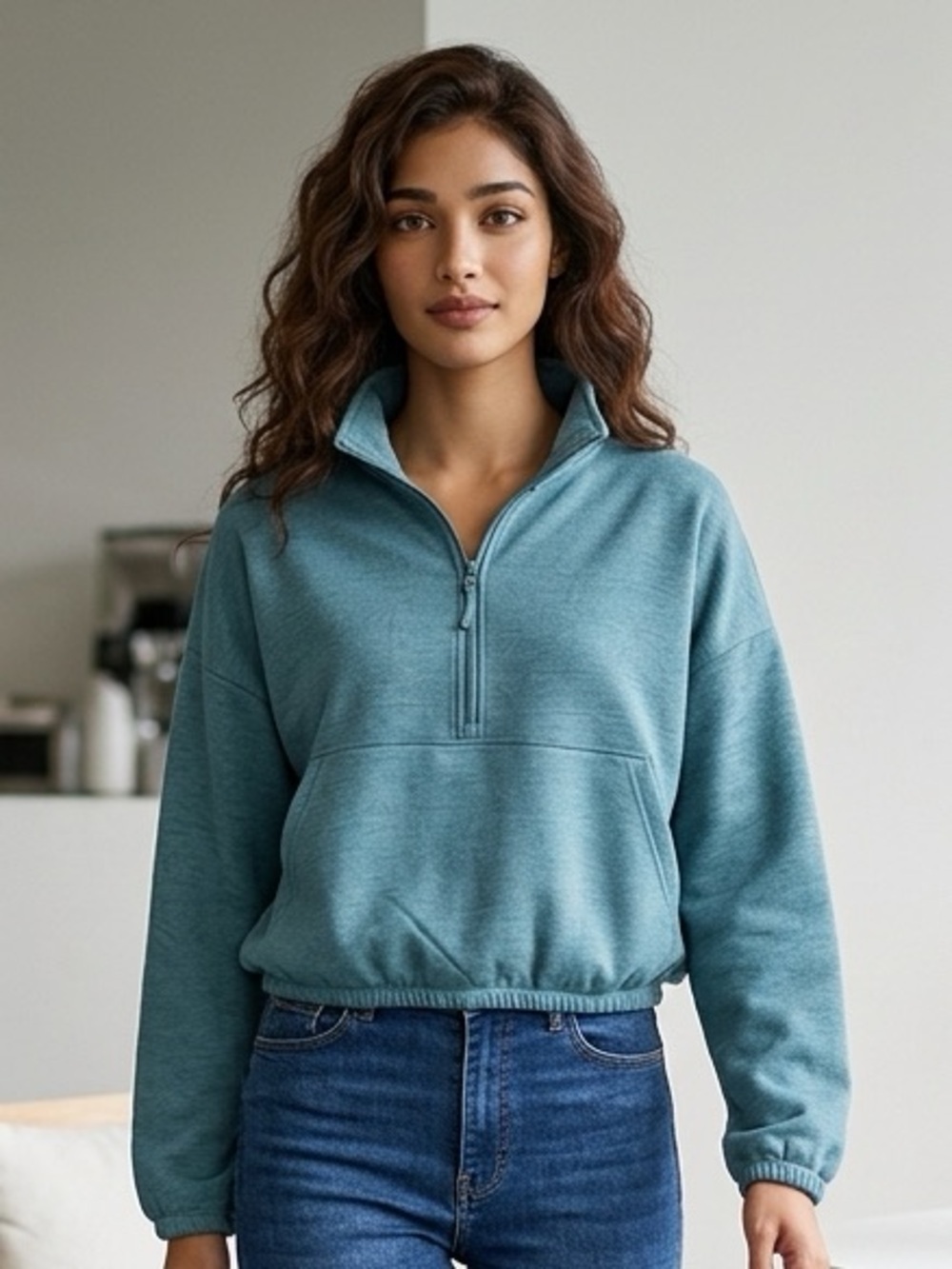 NWT Kyodan Outdoors Women’s Teal Heather Long Sleeve 1/4 Zip Pull Over - Size L